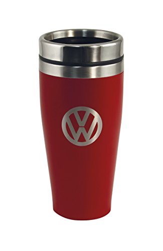 BRISA VW Collection - Volkswagen Bus T1/T2/T3/T4/T5/T6 Taza Térmica de viaje de Acero inoxidable, Vaso con Aislamiento de doble pared para Llevar, Copa de café reutilizable para Oficina/Escuela (Rojo)