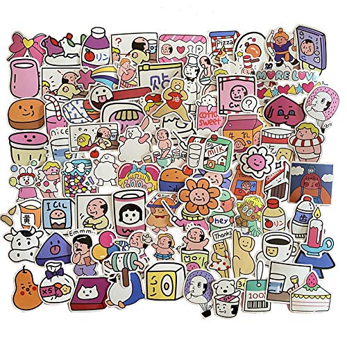 BUCUO Oxygen Lab Cartoon Girl Heart Graffiti Laptop Sticker Mobile Waterproof Sticker 50Pcs