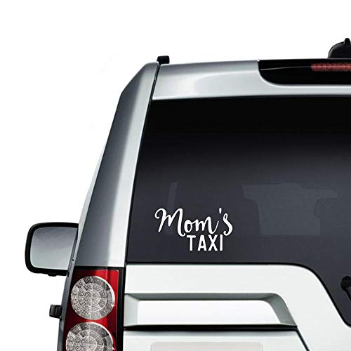 Calcomanía de vinilo para ventana de coche, diseño de taxi con texto en inglés "Mom's Taxi"