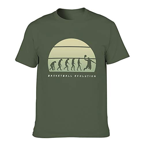 Camiseta de baloncesto para hombre, diseño de evolución de baloncesto verde militar L