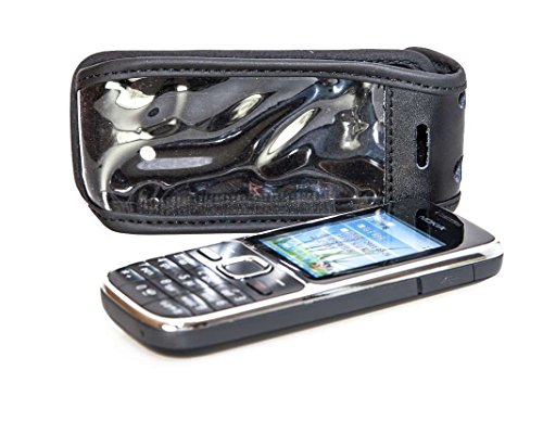 caseroxx Bolsa de Cuero con Clip para el cinturón para Nokia C2-01, Funda Carcasa de Cuero Real en Negro