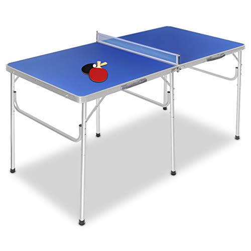 COSTWAY Mesa Ping Pong Plegable Tenis de Mesa con Red 152,4 x 76,2 x 76,2cm con Raquetas Pelotas y Red