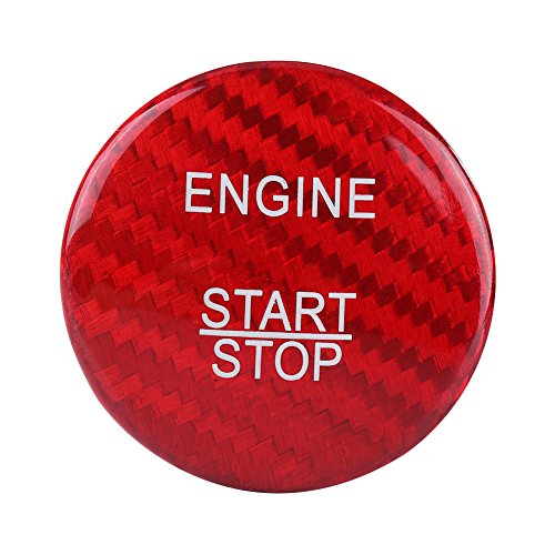 Cubierta del botón de arranque del motor, fibra de carbono roja Cubierta del botón de arranque del motor embellecedor Interruptores de botón pulsador de automóvil Interruptores para Mer_cedes B_enz AB