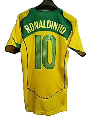 CWWAP Jersey de fútbol Retro 2004 Brasil # 8 Kaká # 9 Ronaldo # 10 Sudadera de fútbol de Ronaldinho, Camiseta de Uniforme de Entrenamiento de Clubes de Equipo, Jersey lege #10-XL