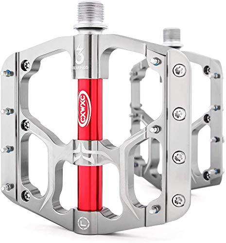 CXWXC Pedales para bicicleta de 9/16 pulgadas, antideslizantes, pedales de plataforma de aleación de aluminio con 3 rodamientos sellados para MTB BMX bicicletas de carreras (titanio) CXWXC Pedales para bicicleta de 9/16 pulgadas, antideslizantes, pedales de plataforma de aleación de aluminio con 3 rodamientos sellados para MTB BMX bicicletas de carreras (titanio)