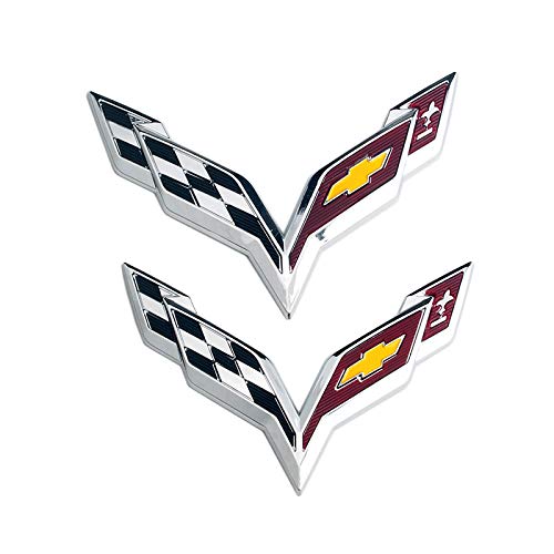 D28JD Logo Emblema para el capó y Maletero Trasero Tapa de la Puerta Posterior del Tronco ABS Pegatina Cartas para C-hevrolet Corvette,Plata