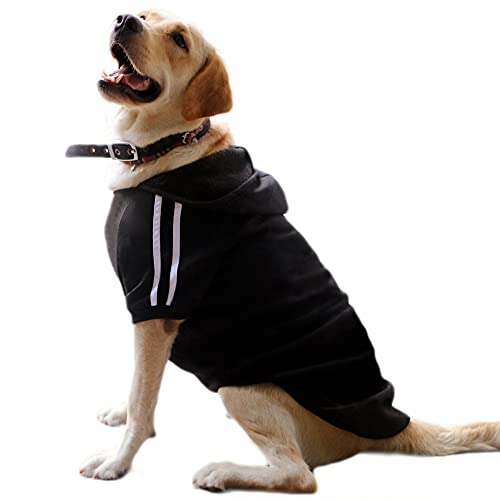 DULEE Ropa Perro Grande,Cálido Sudadera con Capucha para Perros Algodón Suéter Chaqueta Abrigo Costume Pullover para Mascota Perro Gato Schwarz 9XL