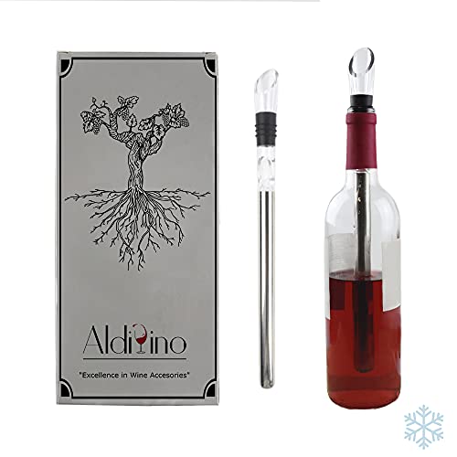 Enfriador de Vino ALDIVINO con Función 3-en-1 : Tapón Decantador, Enfriador de Botella y Vertedor Anti goteo · Mantiene todos los tipos de vino a una temperatura óptima