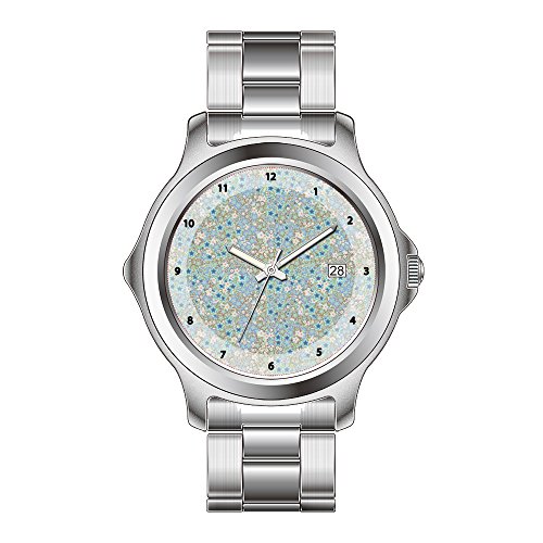 FDC – Navidad Regalo Relojes Fashion Fecha Acero Inoxidable Reloj de Pulsera de Cuarzo japonés de la Mujer Abstracto Aire superioridad Azul Reloj de Pulsera, diseño de Estrellas