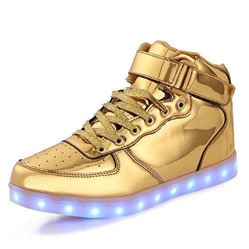 FLARUT Kids LED Light up Shoes 7 Colors Flashing Trainers High-Top Charging Sneakers with for Boys and Girls (Black, 28)