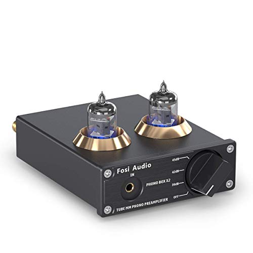 Fosi Audio Box X2 Preamplificador de phono para preamp de placa giratoria Preamp de fonógrafo MM con ganancia de ganancia Mini preamp de audio estéreo de audio estéreo para reproductor de discos
