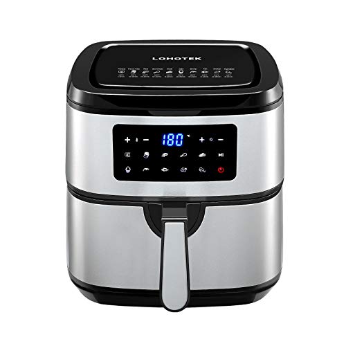 Freidora sin Aceite Freidora de Aire-Caliente-Airfryer - con 10Programas Pantalla Digital LED Táctil Temperatura y Tiempo Ajustable con Función de Pausa y Reinicio (7,5 L)