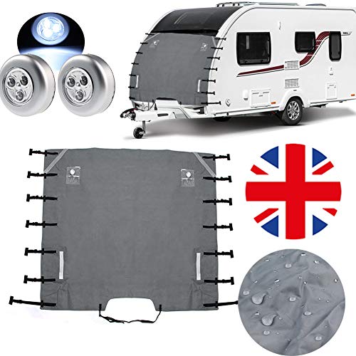 Fundas para caravanas - Funda Caravana con 2 Luces LED, Cubiertas para caravanas Sujetadores de Hebilla mejorados Fundas para autocaravanas