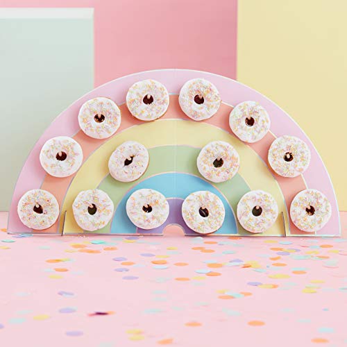 Ginger Ray Rainbow Kids Party Donut/Donut Wall - Soporte para Tarta de cumpleaños (14 Unidades)