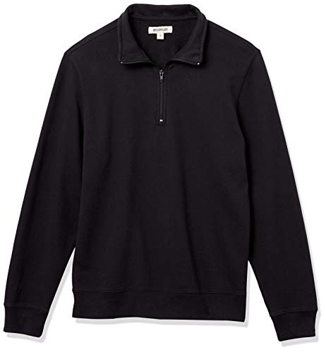 Goodthreads Lightweight French Terry Half-Zip Pullover Sweatshirt Athletic-Sweatshirts, Negro, M