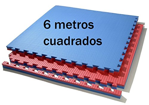 Grupo Contact 6 Metros Tatami Puzzle de 3 cm. Grosor. Medida perimetro 1 x 1 m. (Rojo/Azul)
