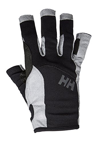 Helly Hansen Sailing Short Gloves Guantes de Cuero Puntas Recortadas, para Vela, navegación Costera, Interior y oceánica, Unisex Adulto, Negro, 2XL