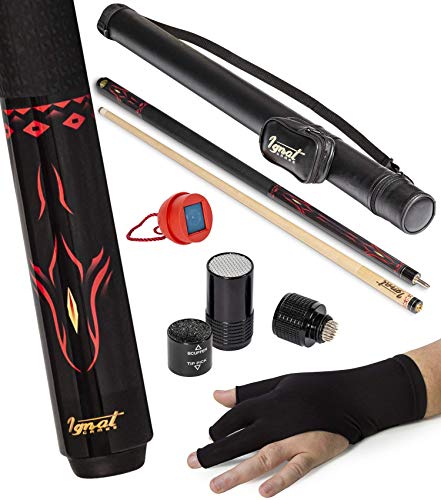 IgnatGames Taco de Billar de 2 Piezas – 18/19/20/21 oz. 58” Palos de Billar Profesionales de Arce Canadiense con Estuche Rígido, Herramienta 3 en 1 para la Puntera, Guante de 3 Dedos y Portatiza IgnatGames Taco de Billar de 2 Piezas – 18/19/20/21 oz. 58” Palos de Billar Profesionales de Arce Canadiense con Estuche Rígido, Herramienta 3 en 1 para la Puntera, Guante de 3 Dedos y Portatiza