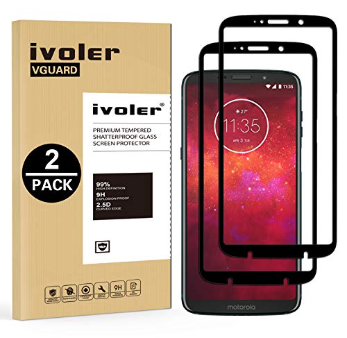 ivoler [2 Unidades] Protector de Pantalla para Motorola Moto Z3 Play/Motorola Moto Z3, [Cobertura Completa] Cristal Vidrio Templado Premium, [Dureza 9H] [Anti-Arañazos] [Sin Burbujas]