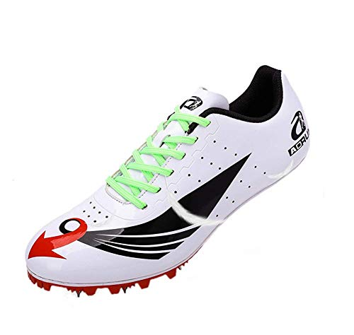 JJZXLQ Zapatos de uñas para hombre de pista y campo, transpirables, antideslizantes, para correr, entrenamiento y pistas, color blanco, 44