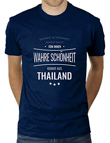 KaterLikoli - Camiseta de manga corta para hombre, diseño tailandés azul marino S