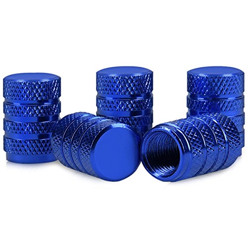 kwmobile Juego de Tapas Compatible con válvulas - Tapas de Metal para válvula de neumáticos de Coche y Bicicleta en Azul