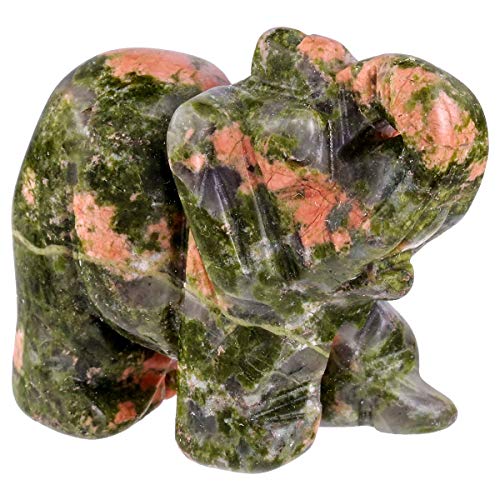Kyeygwo - Figura de elefante de cristal hecha de piedras preciosas tallada a mano, para decoración o como amuleto