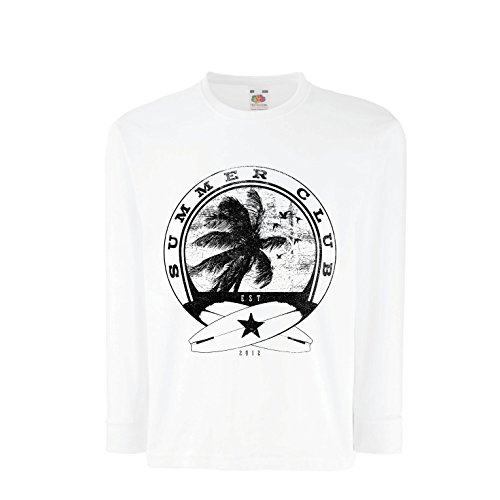 lepni.me Camiseta para Niño/Niña Club de Verano - Surf - Ropa de Surf - Beach Resort Wear, Summer Vacation Outfits (12-13 Years Blanco Multicolor)