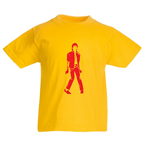 lepni.me Camiseta para Niño/Niña Me Encanta M J - Rey del Pop, 80s, 90s Músicamente Camisa, Ropa de Fiesta (3-4 Years Amarillo Rojo)