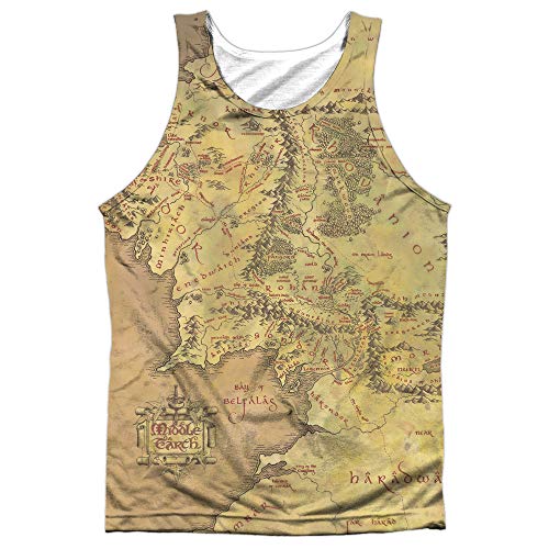 Lord of The Rings Middle Earth Map Adult Tank Top White XL