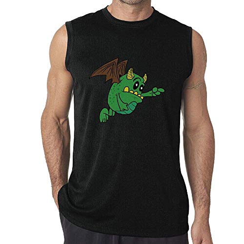 Men's Gym Tank Tops Winged Green Monster Alien Sleeveless Shirt Tank Top
