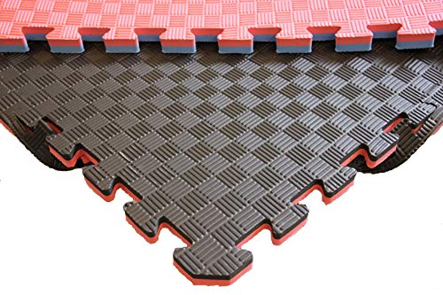 Mugar- Suelo Tatami Puzzle 100x100x2,5cms Negro y Rojo Reversible Esterilla Goma Espuma Estructura