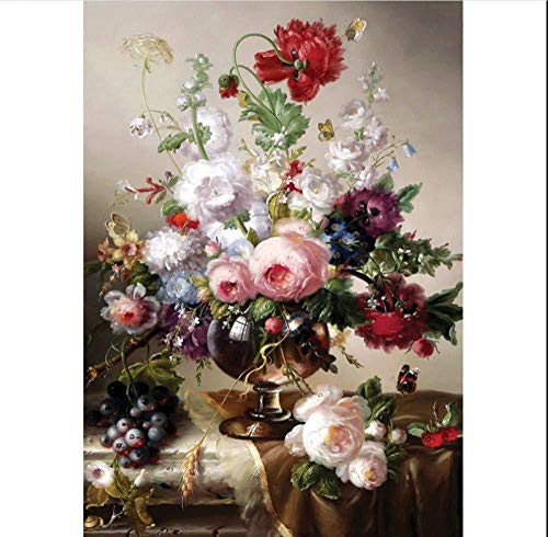 Paint By Numbers Set Art Vintage Style Adult Bouquet Child Senior Level Diy 40X50Cm-With Frame