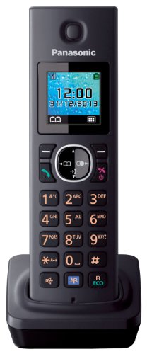 Panasonic KX-TGA785EXB - Teléfono inalámbrico supletorio (gran alcance, Supletorio Adicional, Base Fina y Compacta, Teleconferencia) color Negro