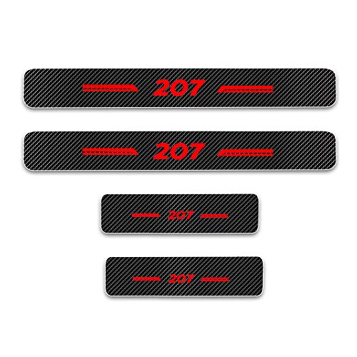Para 207 4D M Fibra de Carbono Pegatinas Sillín Pedal Proteger Umbral Cubierta Car Styling Sticker 4 Piezas Rojo