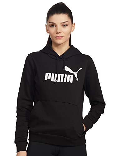 PUMA ESS Logo FL Sudadera, Mujer, Negro (Cotton Black), L