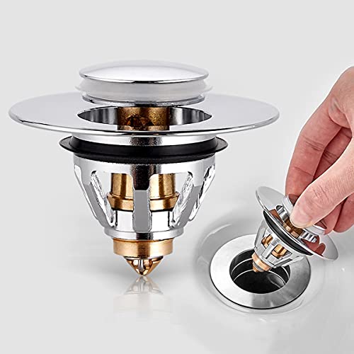 Qiuse 99% Size Universal Stainless, Steel Push-Type Bounce Core, Wash Basin Bounce Drain Filter,Pop Up Sink Stopper, Drain Plug Bathroom Sink Drain Plug