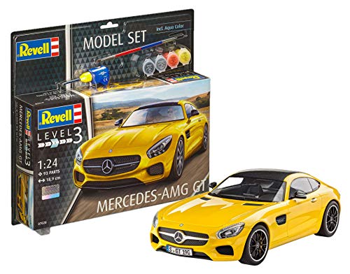 Revell Maqueta de Auto 1: 24 – de Mercedes Benz Amg GT en Escala 1: 24, Nivel 3, réplica exacta con Muchos Detalles, Juego, Model con Base Accesorios, 67028
