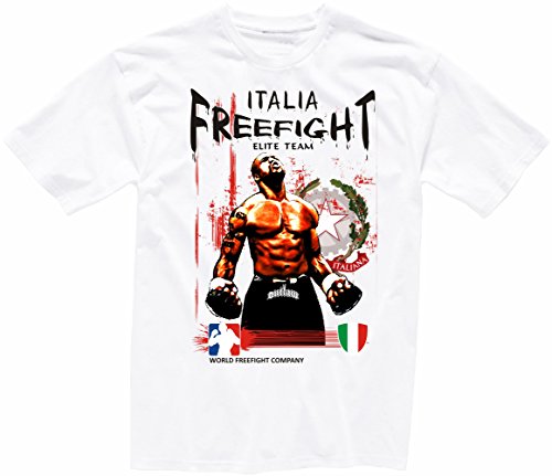 Shirtzshop - Camiseta de manga corta, diseño con texto en inglés "aprom Italia FREEFIGHT" Blanco XL