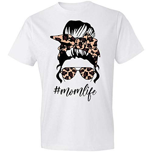 Situen Mom Life with Leopard Pattern Shades Cool Messy Hair Bun 1 T-Shirt,Gift - Front Print T-Shirt, Ladies T-Shirt, Hoodie, Sweatshirt, Long Sleeve, Tank Top For Men and Women