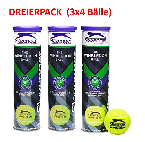 Slazenger " The Wimbledon Ball" - Pelotas de Tenis (3 x 4 Bolas, 3 Unidades)