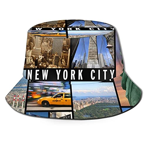 Sombrero de Nueva York Central Park Liberty Brooklyn Bridge Summer Fisherman Cap Beach Sun Sombreros de pesca Gorras de béisbol Unisex Plegable Bucket Sombreros Negro
