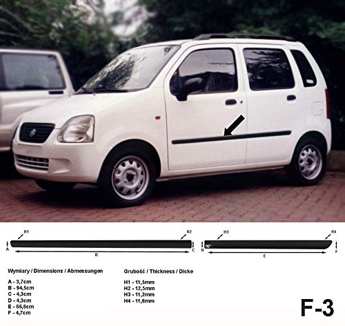 Spangenberg Listones laterales negros para Suzuki Wagon R+ Minivan año de construcción 05.2000-2006 F3 (3700003)