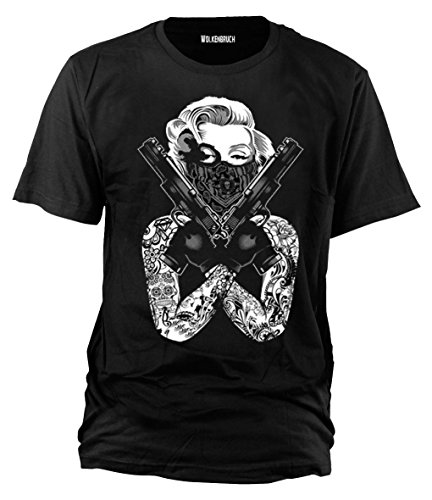 Sputnik-Shirts - Camiseta Monroe Gangster (tallas de la S a la 5 XL) Negro XXL
