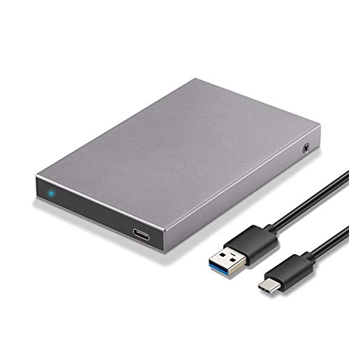 SSK Carcasa de Disco Duro Externo USB C a SATA de 2,5 Pulgadas de Aluminio Carcasa de Adaptador de Carcasa de HDD Tipo C de Velocidad rápida para 7 mm y 9,5 mm SATA I II III, PS4, HDD, SSD de 2,5"