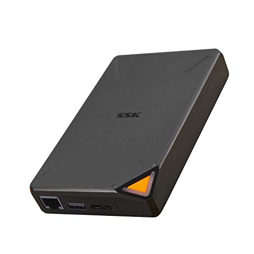 SSK Disco Duro inalámbrico NAS portátil de 2TB de Almacenamiento en la Nube con Punto de Acceso Wi-Fi, Respaldo automático, Acceso Remoto inalámbrico para teléfono/computadora portátil