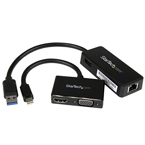 StarTech.com MSTS3MDPUGBK - Juego de adaptadores Mini DisplayPort a HDMI o VGA y Ethernet Gigabit para Surface 3 y Surface 3 Pro, Negro