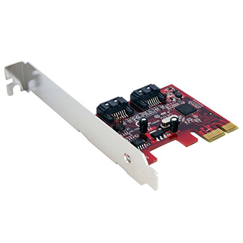 StarTech.com PEXSAT32 - Tarjeta adaptadora controladora PCI Express de 2 Puertos SATA, Rojo y Plateado