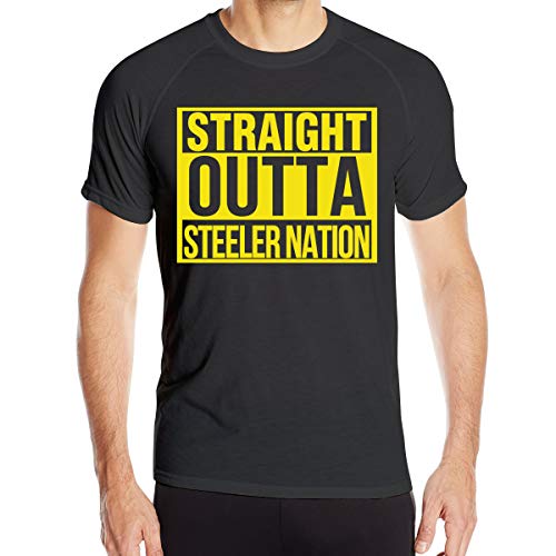 Straight Outta Steeler Nation Camiseta de Secado rápido para Hombres Camiseta Militar Camiseta de Senderismo para Acampar al Aire Libre para Hombres de Manga Corta