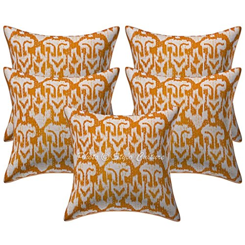Stylo Culture Algodón Impreso Kantha Mostaza Amarillo 16x16 Ethnic Cojín Cubierta Ikat Decorativo Cuadrado Conjunto De 5 Stylo Culture Algodón Impreso Kantha Mostaza Amarillo 16x16 Ethnic Cojín Cubierta Ikat Decorativo Cuadrado Conjunto De 5